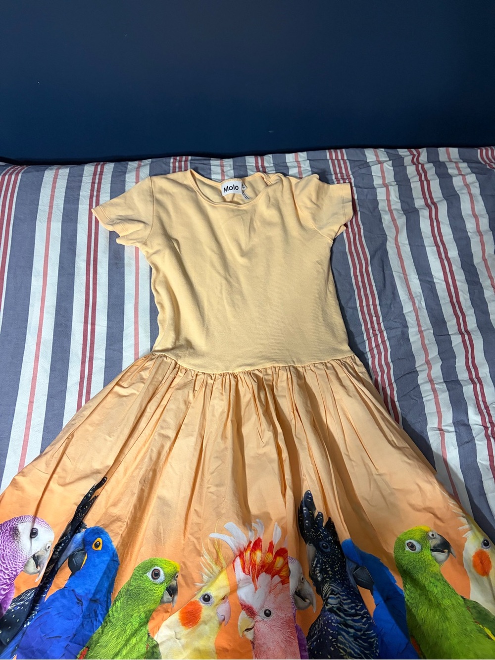 Molo girls parrot dress. Size 10. Perfect condition
